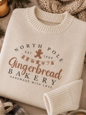 Cozy Gingerbread Bakery Soft Knit Holiday Sweater
